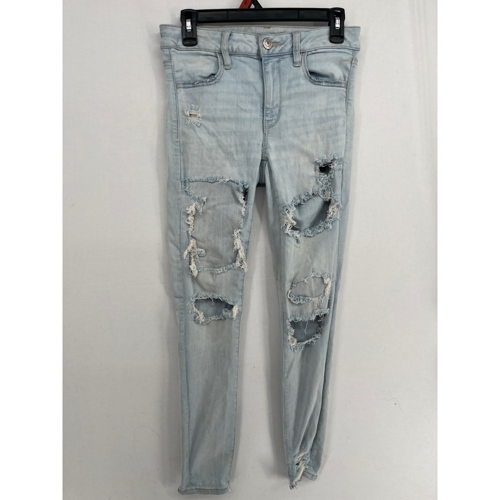American Eagle Ne(x)t Level Stretch Distressed Skinny Jeans Light Wash 6 Regular